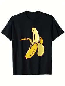 Men's Funny Banana Costume T-Shirt-Black Retro Halloween Party Costume with Banana Pattern, Lightweight Daily T-Shirt for Costume Party and Casual Wear-Funny Fruit Costume Costume,, Black Friday, for workers, everyday casual, Halloween