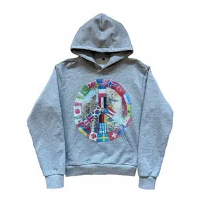 2025 New Men's Cross border Flag Large Pattern Street Style Hoodie Women's Autumn/Winter Harajuku Jacket Casual Hoodie