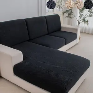 1 Set High-Elastic Herringbone Sofa Cushion Cover | Elastic Fit for Outdoor Patio Furniture | Machine Washable & Easy to Replace | Dog & Cat-Friendly | Universal for 1-4 Seater & Sectional Sofas | Black | Ideal for Home Decor, Living Rooms & Parties