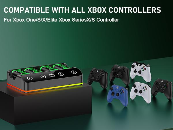 ESYWEN 4X 6200mWh Rechargeable Battery Pack for Xbox One/Series S/X Controller – Charging Station Compatible, with Extended USB-C Cable
