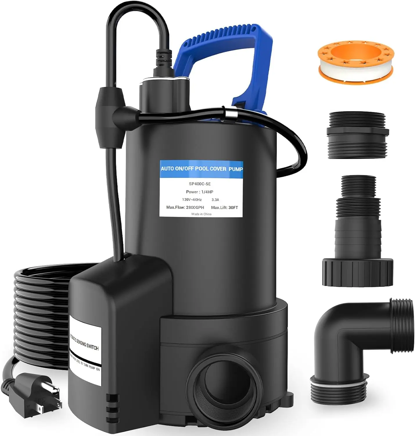 Automatic Swimming Pool Cover Pump 1/4 HP 2800GPH Submersible Pool pump 2