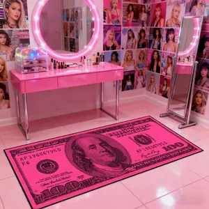 Pink Y2K dollar rug, Decorative area rug, soft long rug, non-slip floor mat, machine washable, suitable for living room, bedroom, kitchen, bathroom, girl room decor, Y2K Aesthetic dollar pattern decorative rug, home decoration, Gifts for girl friend