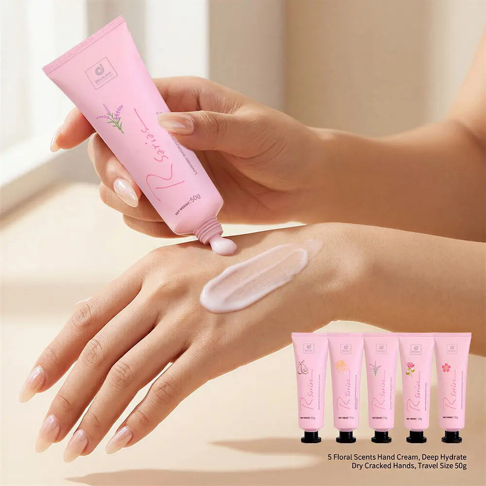 【Rsarias】 Natural Floral Scent Hand Moisturizer Tube 50g Hydrating Repair Rough Hands Lightweight No Stick To Phone Screen Travel Size Hand Cream For Women