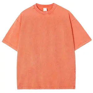 Women's Loose Acid-Washed Heavy Cotton Short-Sleeve T-Shirt - Vintage Pink Minimalist Round Neck, Soft Breathable Streetwear Style for Summer Everyday Wear