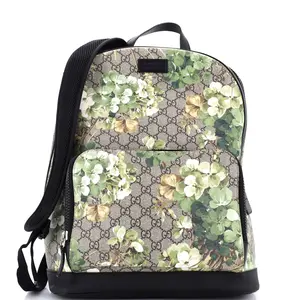 Pre-owned GUCCI Canvas Coated Backpacks Zip Pocket Backpack Blooms Print GG Coated Canvas Medium by Rebag