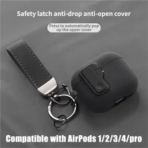 AirPods 1/2/3/4 pro Cases with a safety lock & keychain - Secure Soft Cover for Wireless Charging, Button Access & Anti-Slip Grip