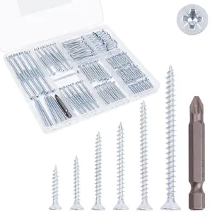 Screws Assortment Kit, Flat  Screws Set for  Drywall, 190 count PosiDriv Sheetrock Screws, 6 Sizes Assorted Screws (3/4, 1, 1-1/4, 1-1/2, 2, 2-1/2), with Organizer Box