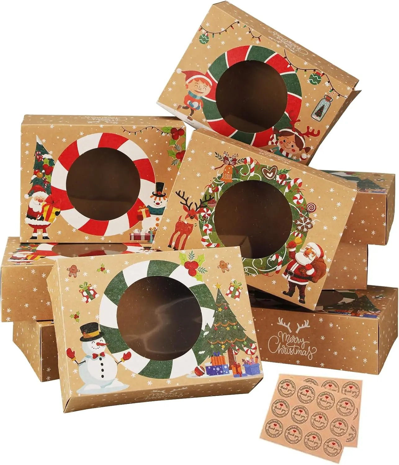 24 count Christmas Cookie Boxes 8.25inx5.75inx2.75in-Christmas  Paper-Bakery and  Boxes for Holiday  Giving and Christmas Party Supplies