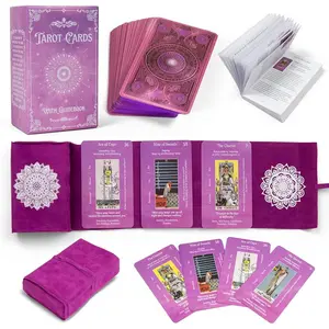 Tarot Cards with Guidebook | with Meanings on Them | Tarot Wrap Pouch with Placements | Purple & Pink Designs | Perfect for Beginners & Experienced Practitioners card games
