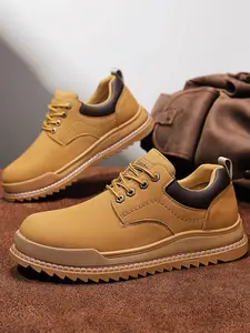 Unisex Durable Anti-Slip Work Boots, Textured Sole, Wear-Resistant Material, Reinforced Stitching, Ideal for Outdoor Hiking & Short Trips