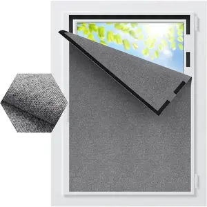 Window Blackout Curtains Fabric -Linen Look for Travel RV Bedroom Black Out Window Cover no Drilling Portable Blackout Shades Night Shift Friendly Cuttable 57X39 inch