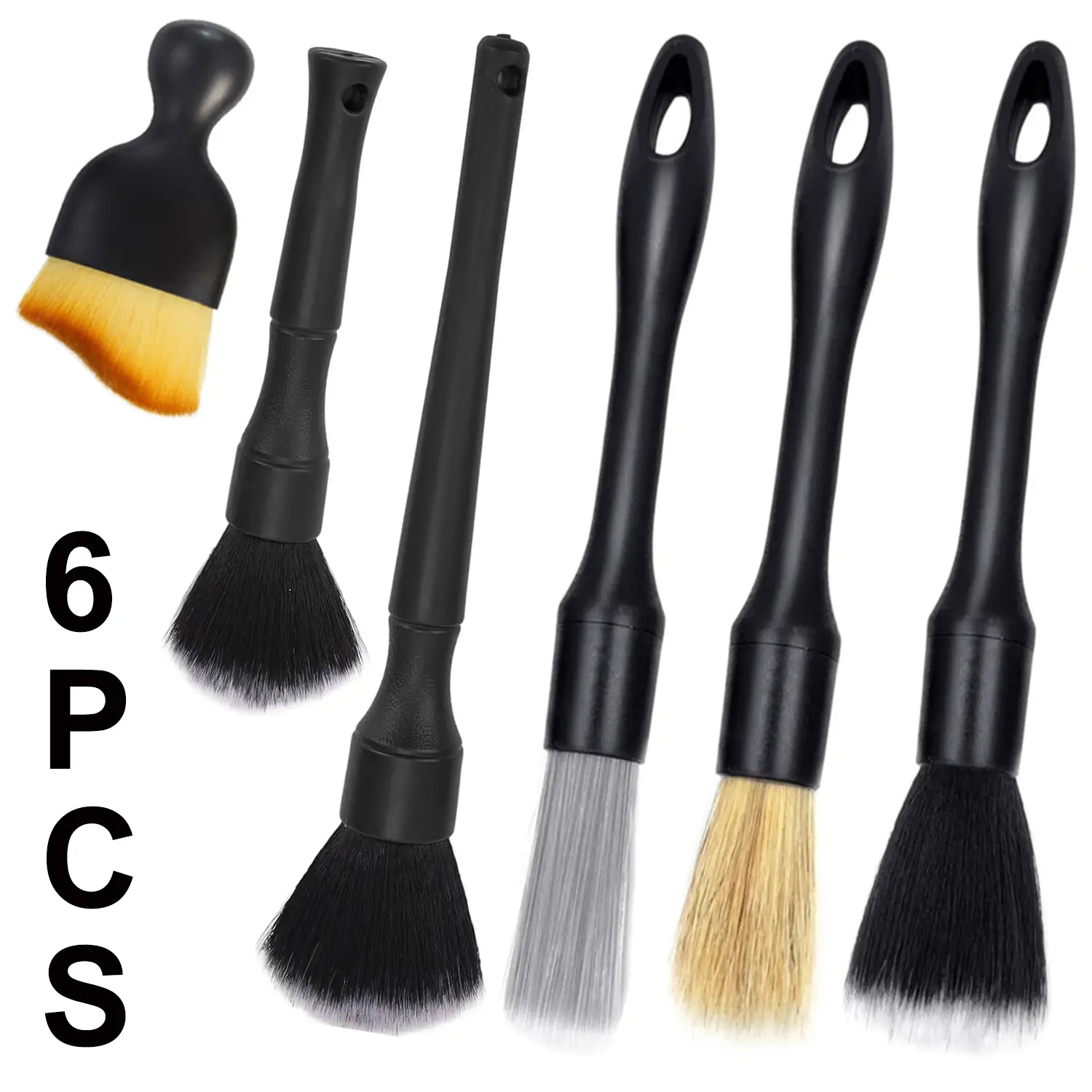 6PCS Car Detailing Brush Set for Car Cleaning Kit, Super-Soft Bristles for Interior Detail,Car Wash Brush kit