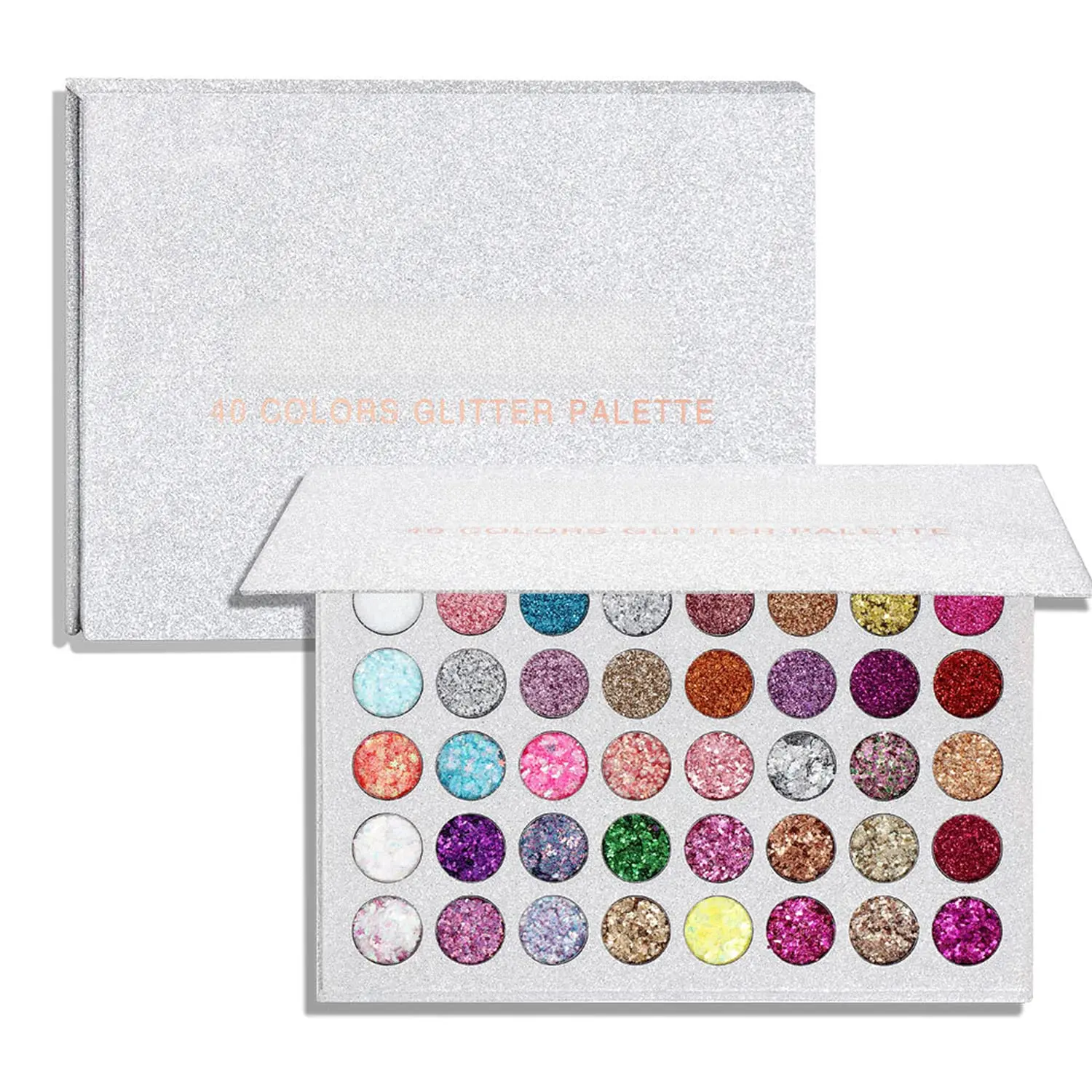 40 Color Pressed Glitter Eyeshadow Palette, Highly Pigmented, Long-Lasting & Waterproof Cosmetic Makeup with Metallic and Holographic Shine for Eyes, Face, Body & Hair Art, Water Proof