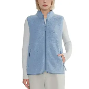 Women's wool vest, fashionable and warm sleeveless vest jacket, lightweight zipper jacket with pockets for autumn wearRAIMENTRY