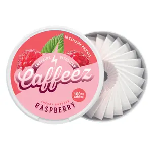 CAFFEEZ™ - Raspberry Energy Pouches 100mg Caffeine & 250mg Guarana Zero Sugar Clean Energy Boost 20 Servings US Sweet Tart Flavor