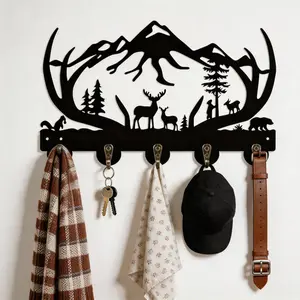 Deer-Shaped Wooden Multi-Functional Hook, Animal-Themed Wall-Mounted Storage Rack, Ideal for Entryways, Kitchens, Bedrooms, Offices, Gifts