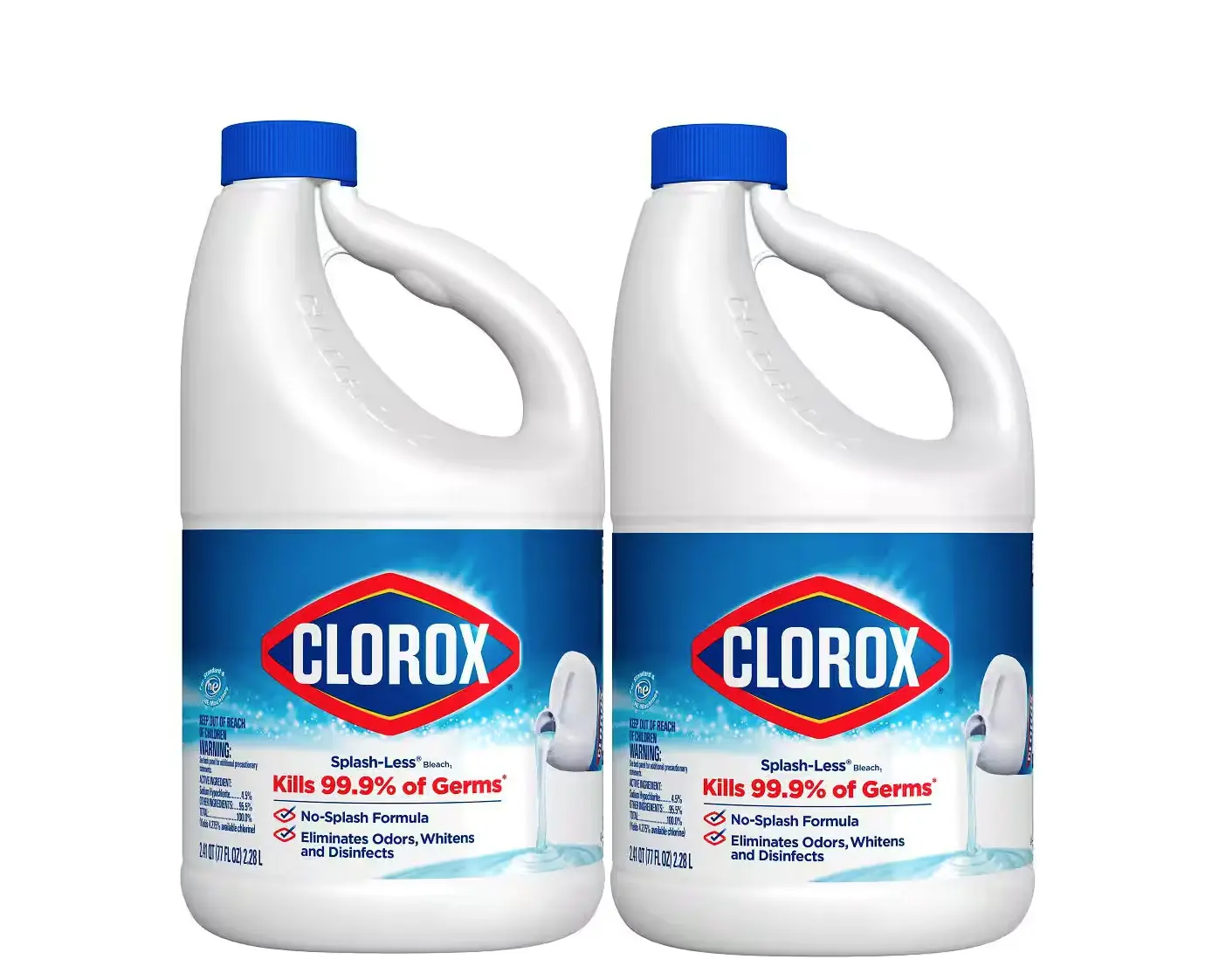 2Pack 77 fl. oz. Splash-Less Regular Concentrated Liquid Bleach Cleaner