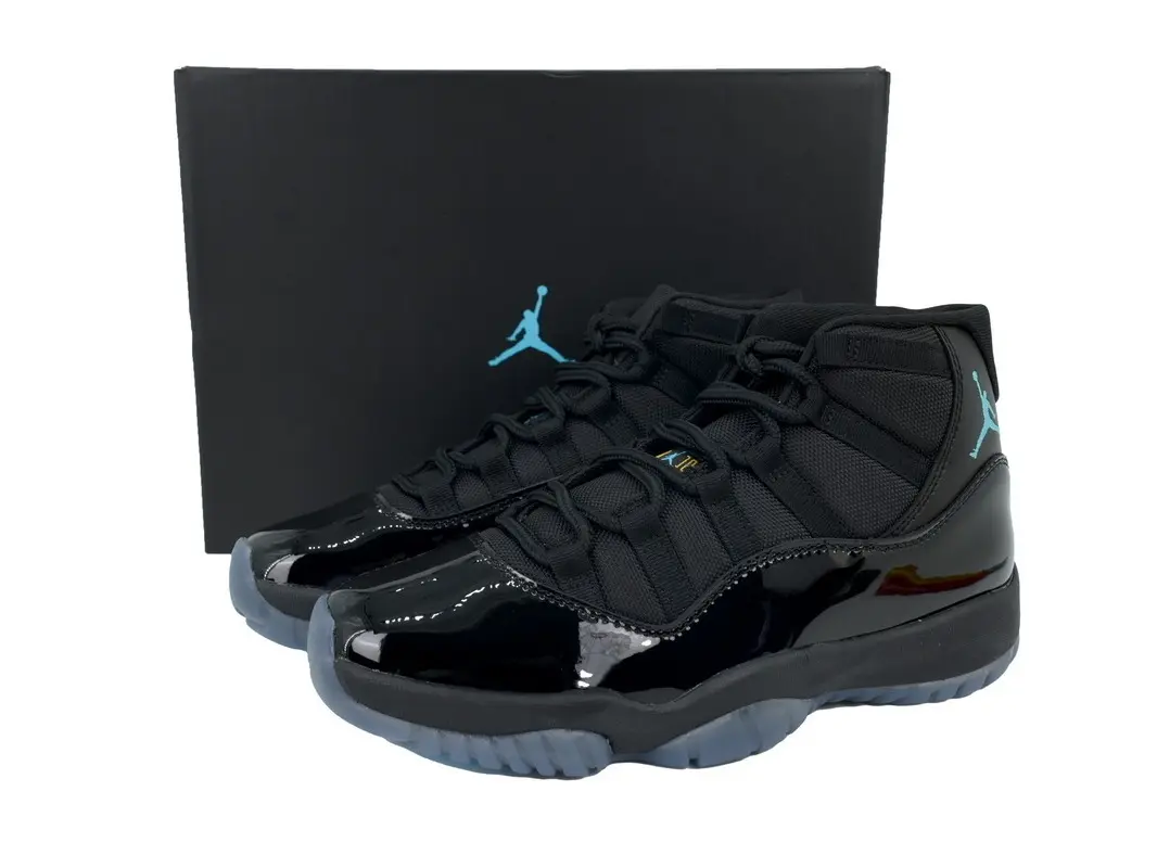 Black Patent Leather Lake‑Blue Logo High‑Top Basketball Shoes, Ice‑Blue Transparent Outsole Cool Unisex Versatile Casual Sneakers