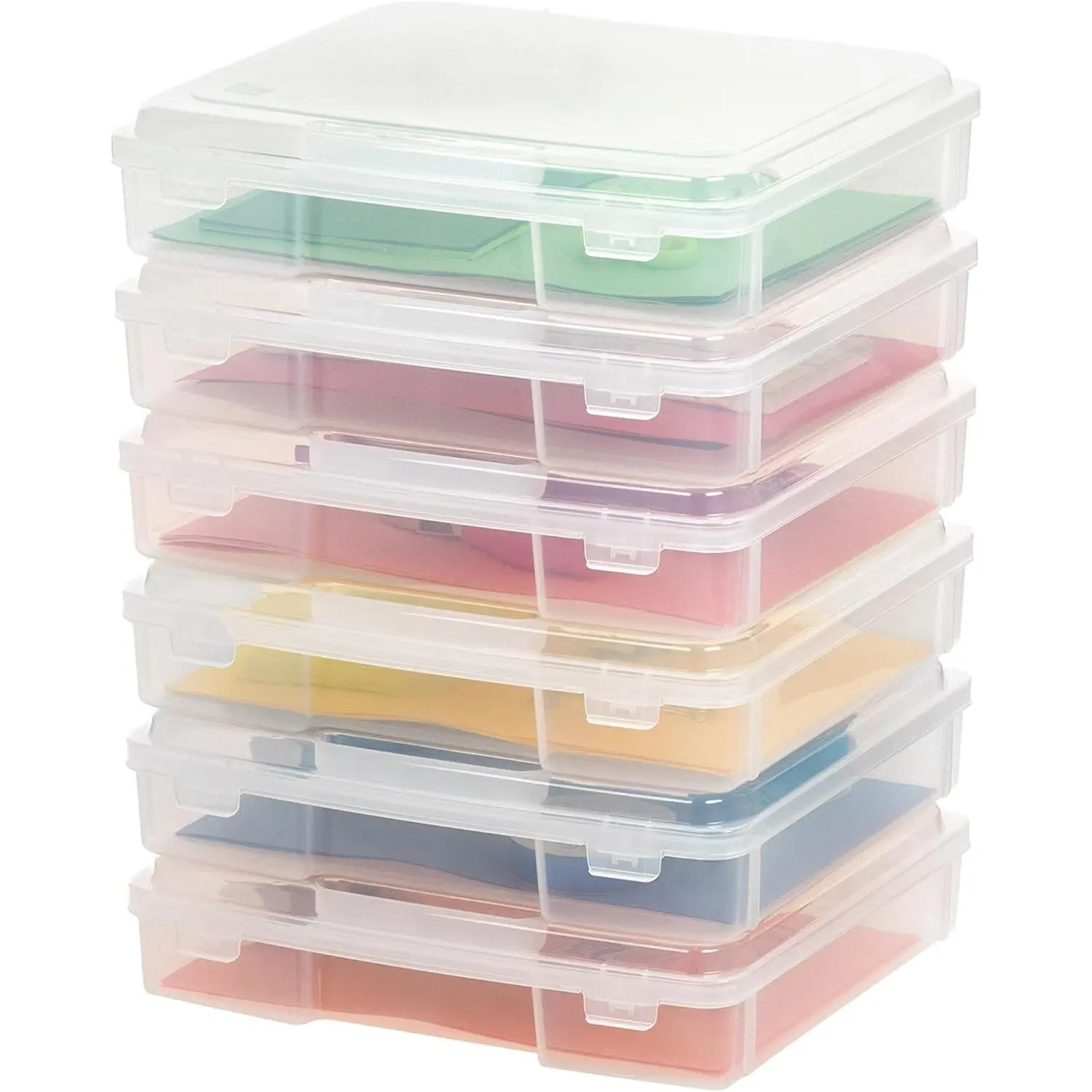 Storage Craft Storage Box for Board Games, with Snap Lock Lid, 6 Portable Plastic Storage Boxes, Suitable for Puzzles, Magazines, Hobbies, Art Supplies, Fits 8.5inch x 11inch and A4 Paper, Thick, Transparent