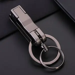 Men’s Creative Personalized Metal Anti-Loss Double-Ring Detachable Belt Lock-Key Clasp Accessory for Outdoor & Indoor Leisure Activities