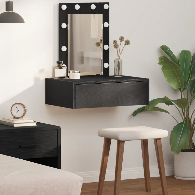 green emerald velvet dress 47.2" Wall Mounted Vanity Desk, Floating Vanity Shelf With Drawers, Dr