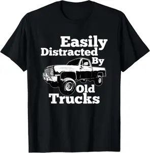 Square Body Easily Distracted By Old Trucks Squarebody Casual Short Sleeve Cotton T-Shirt