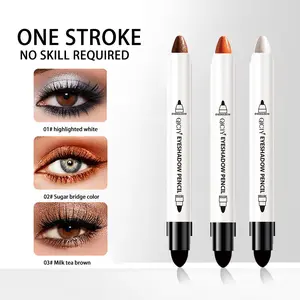 QICIY Minimalist Eye Makeup Tool 2-in-1 Double-Ended Eyeshadow Stick Set, Blending Brush, 3 Waterproof Colors, Long-Lasting Color Lock Makeup