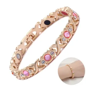 Women's Magnetic Bracelet with Diamonds - Energy Magnet Bracelet - Modern Fashion Metal Wristband - Trendy Jewelry Gift for Her, Valentine's Day Gift