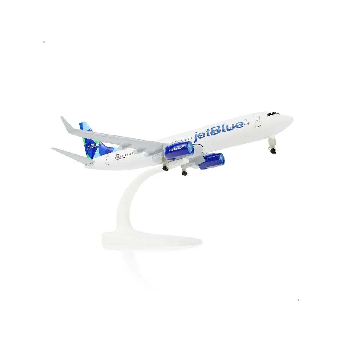 Zinc Alloy Boeing 737 Jet Blue Diecast Model, 1:300 Scale Collectible with 21 cm Display Stand