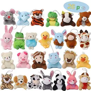 26 Pack Mini Plush Animal Keychains, Cute Stuffed Animals for Kids, Goodie Bag Fillers, Easter Basket Stuffers, Carnival Prizes, Classroom Prizes, Birthday Party Favors, Valentine's Day Gifts, Small Plush Toys, Keychain Toys, Animal Party Favors