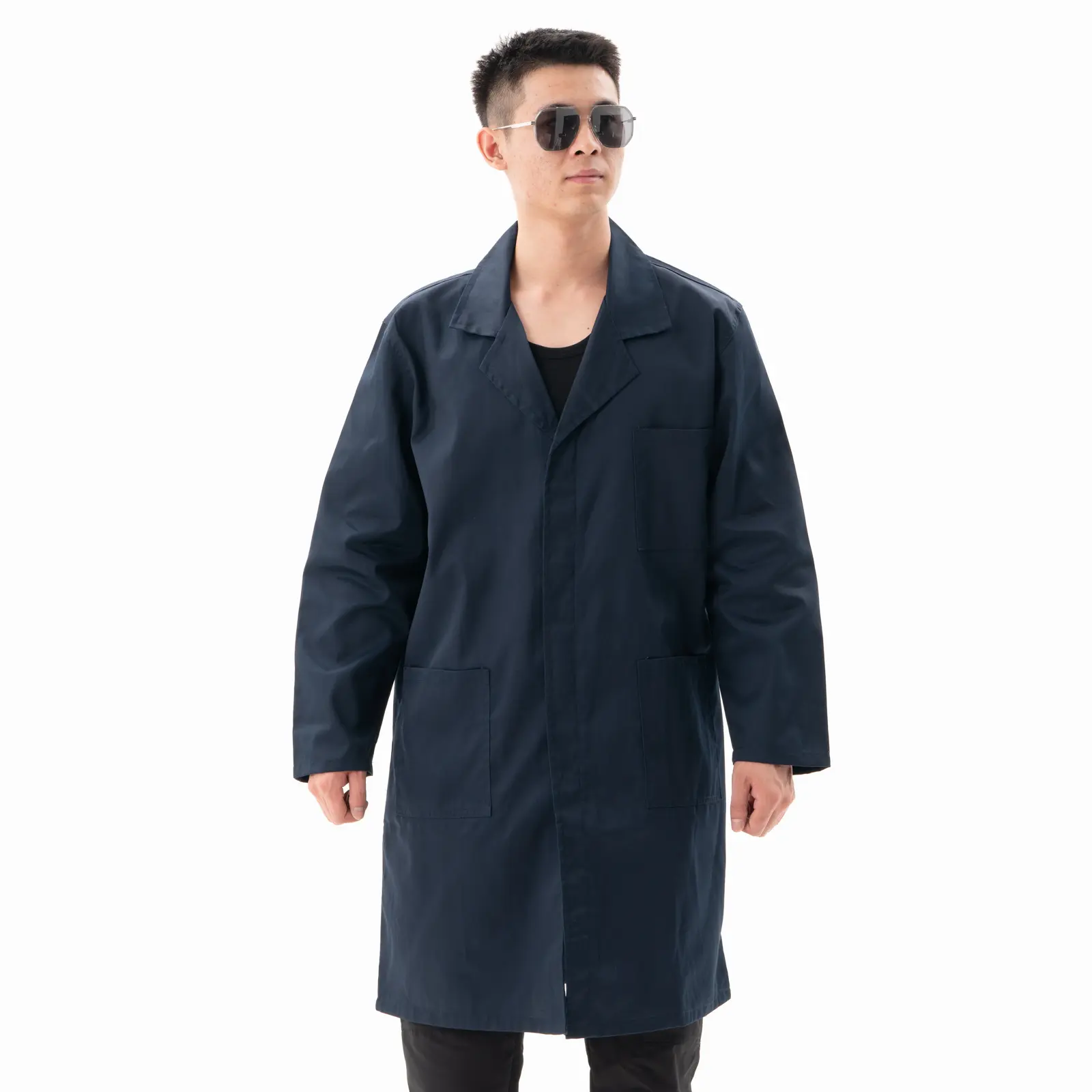 Men's Professional Lab Coat - Unisex Lightweight Long Sleeve Work Shirt, Suitable for Lab, Factory, Workwear, Work Clothes