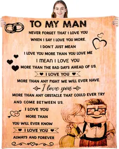 Gift to My Man Fleece Blanket, Bed Flannel Throw Blanket, Father's Day Wedding Anniversary Valentines Gift for Husband Dad