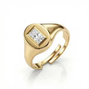 Baguette Diamond Signet Ring in 18K Gold