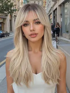 Elegant Women's Wig, Synthetic Long Hair with Bangs, Synthetic Soft Hair, Suitable for All Ages, Versatile Face Shape Fit, High Aesthetic Value, Natural Looking Wig