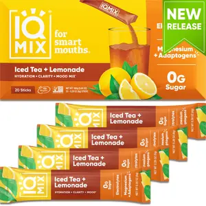 IQMIX Hydration Electrolyte Powder – Iced Tea + Lemonade – 20 Sticks – 4-in-1 Formula for Hydration, Mental Clarity, Mood and Recovery – Sugar-Free Drink Mix, Magnesium L-Threonate, Lion’s Mane