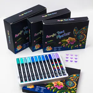 Acrylic Brush Marker Pen,1Set Waterproof Acrylic Pen with Soft Brush Nib, Art Paint Marker Pens Set for Glass Stone Wood Plastic Paper tiktokshopblackfriday