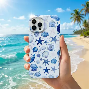 Aesthetic Preppy Phone Case for iPhone SE 2022/SE 2020/8/7 4.7",Cute Ocean Summer Print Cases Kawaii Shell Starfish Cover for Women Girls,Soft Design Protective Funda SE 2022/2020