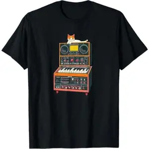 Analog Vintage Synthesizer Cat Lover Electronic Synth T-Shirt