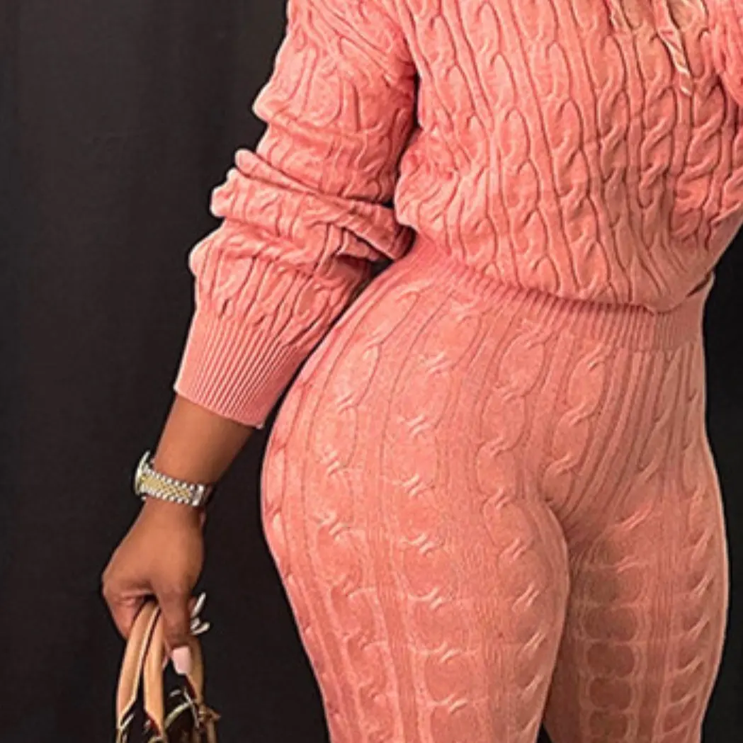 Peach color sweater outfit with hoodie