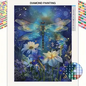 1pc, Adult 5D Diamond Painting Kit, Dragonfly, Full Drill Art Set, Rhinestone Painting Craft, Diamond Embroidery, Round Diamond DIY Project for Beginners and Hobbyists, Mosaic Decorative Wall Art, Frameless Home Decoration Gift, 29.97cm x