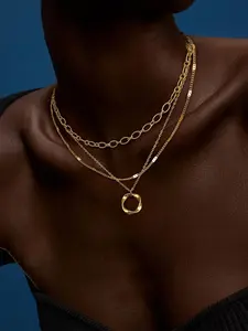 Women's layered pendant necklace, men's three-piece pendant chain, trendy and unique jewelry, stacking high-end fashion sense, grasp the fashionable atmosphere ✨ Gifts for women, graduation gifts, women's fashion accessories