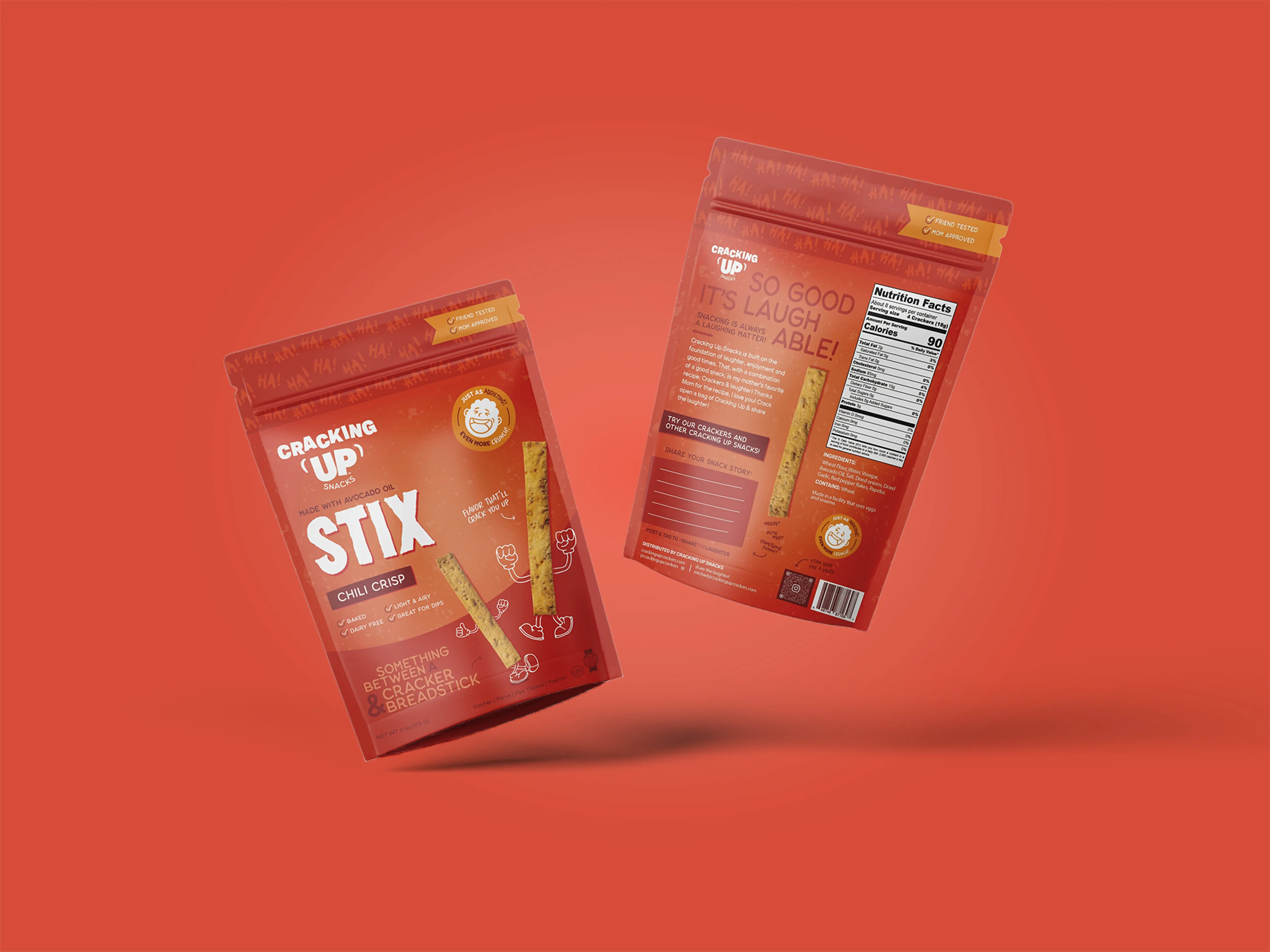 Chili Crisp Stix - Cracking Up Snacks Cracker Sticks with Real Spicy Chili Peppers - US Made Snack
