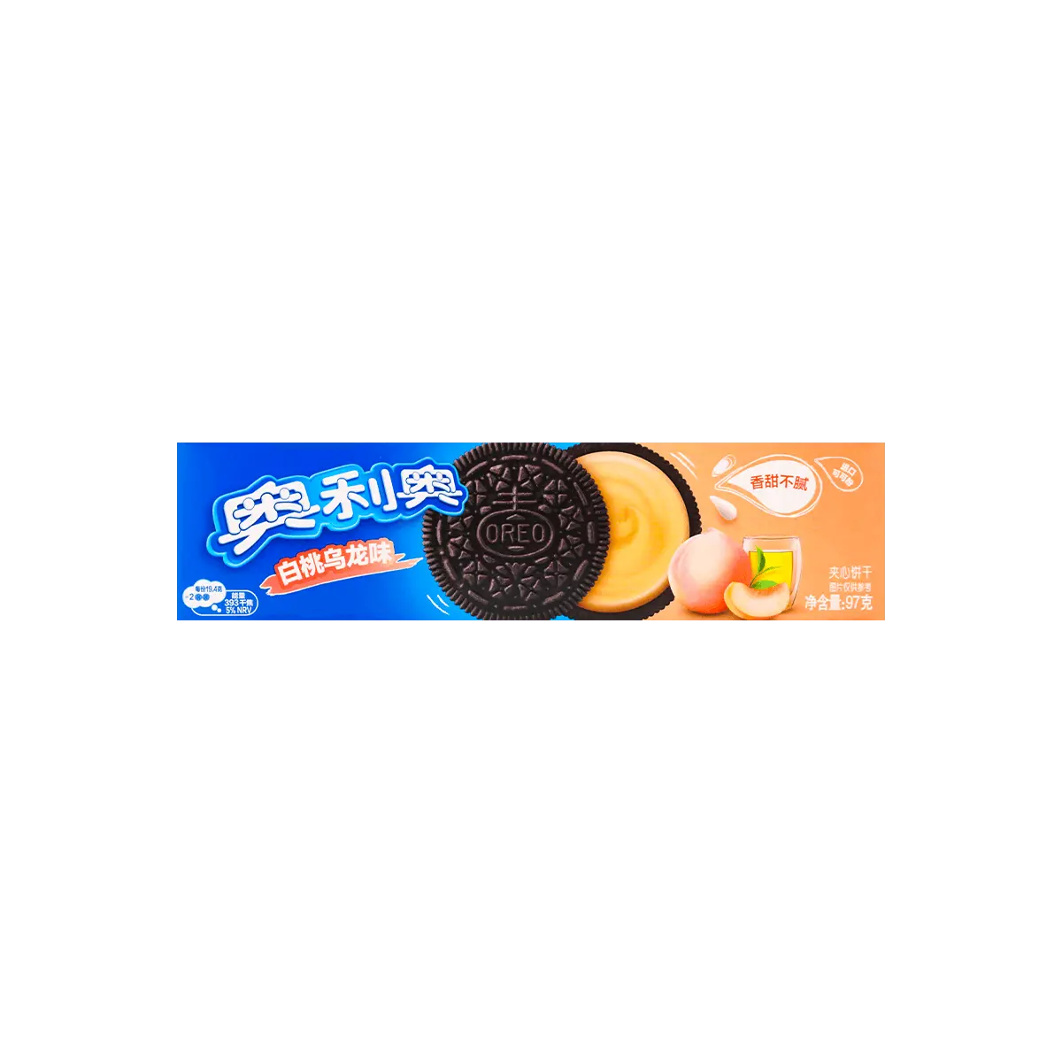 OREO Limited Edition White Peach Oolong Cream Sandwich Cookies 97g - Authentic China Flavor