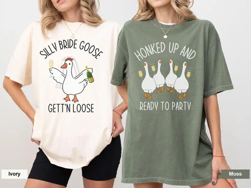 Comfort Colors Silly Goose Bachelorette T-Shirt, Trendy Luxury Bachelorette Merch Shirt, Funny Goose Lover Bach Party Tees, Bridesmaids Souvenirs Gift