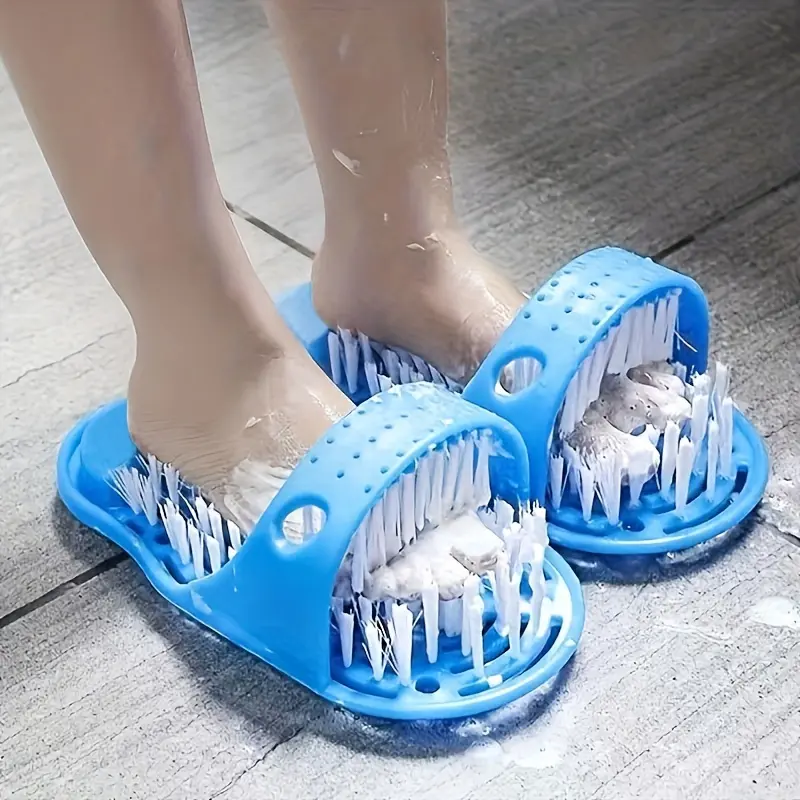 1 Piece Non-slip Exfoliating Shower Foot Scrub - Easy To Use, Universal Foot Massager For Both Men And Women | Blue | Home Spa Experience, Soft Silicone Bristles For Smooth Foot