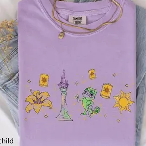 Magic Tangled Pascal Tower Lantern Flower T-Shirt Minimalist Rapunze Princess Tee Magic Kingdom Tee Magic Family Matching Trip Outfits [Adult - Youth - Toddler], Adult - Youth - Toddler Magic Kingdom Matching Trip