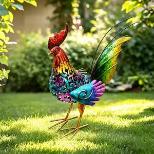 Vintage Metal Rooster Yard Decor, Outdoor Garden Statues, Garden Sculptures, Metal Chicken Sculpture, Perfect Gift for Family and Friends
