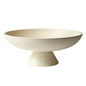 Concrete Pedestal Decorative Bowl, Modern Cement Centerpiece Fruit Bowl for Keys, Large Catch-All for Kitchen Counter, Entryway & Coffee Table, Home Decor, 11"D x 4"H