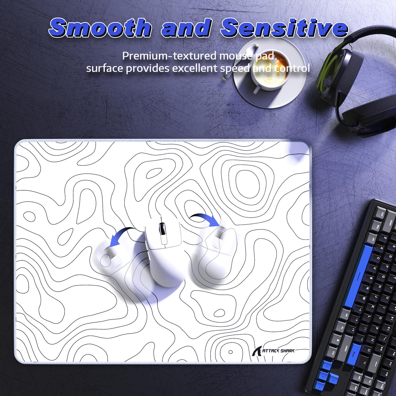ATTACK SHARK CM02SE Gaming Mouse Pad, Non-Woven Texture Surface, Anti-Slip Rubber Base, Anti-Fraying Stitching Portable Mouse Mat for Mac/PC/Laptop Office&Gaming Accessories 410 * 310 * 4mm White
