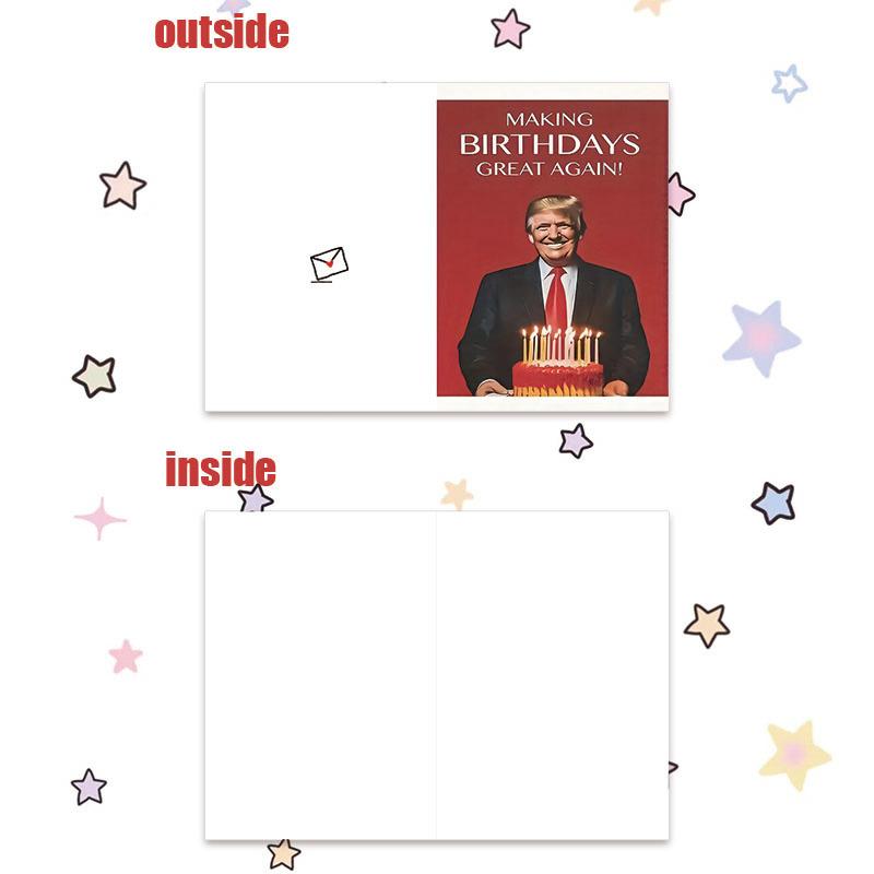 3pcs Birthday Greeting Card Set with Envelope & Love Stickers - "Making Birthdays Great Again" Donald -Themed Party Decorations, Red & Golden Celebration Cards for Supporters, Political Humor Gifts